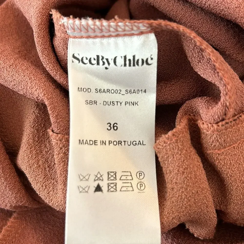 See by Chloe Dusty Pink Bow Tie Shift Mini Dress Size 36 US 4